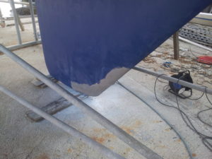 Reparation of damage on keel of a Wauzquiez 45