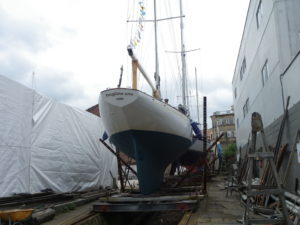 Launching Pingüino on the slipway of Astilleros Lagos